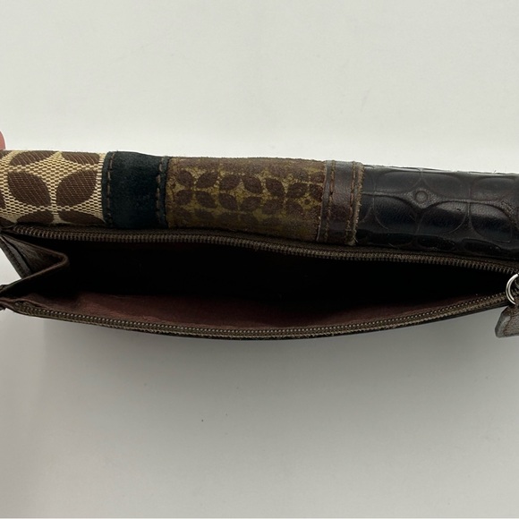 Vntg Fossil Wallet Card Holder Leather Trifold Coin Zip Classic Brown Classic - Picture 6 of 7